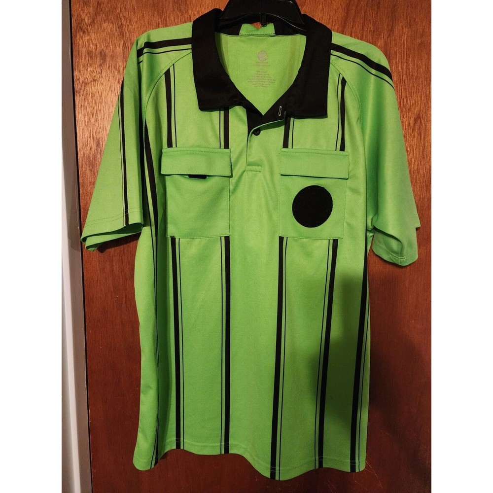 Epic Sports Green Black Striped Short Sleeve Soccer Referee Jersey Shirt